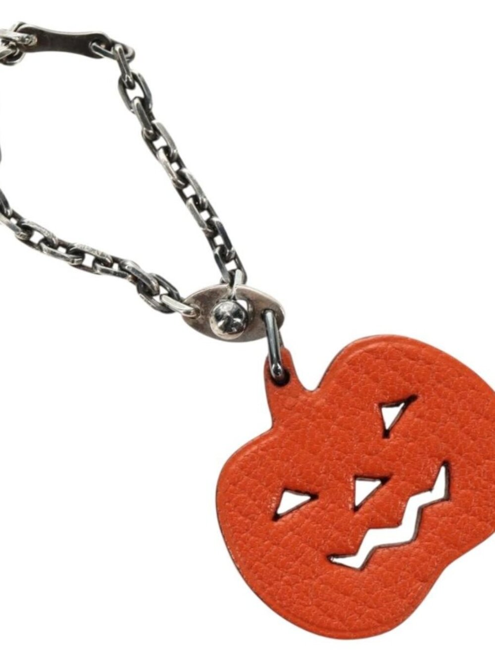 HERMES Pumpkin Bag Charm Leather Orange Auth 184757M